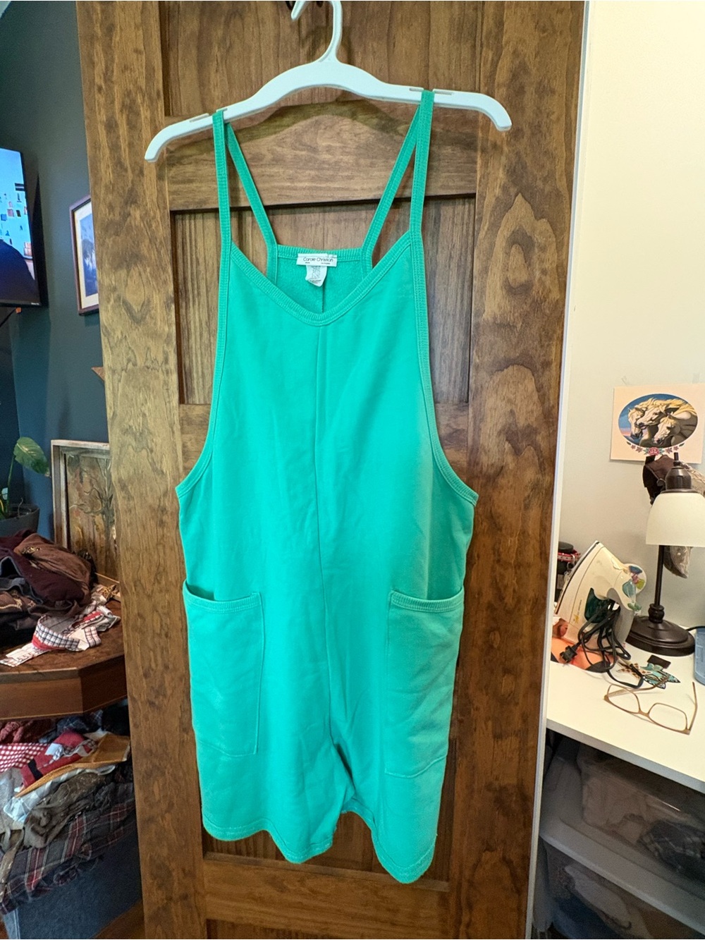 Green Sleeveless Romper with Pockets